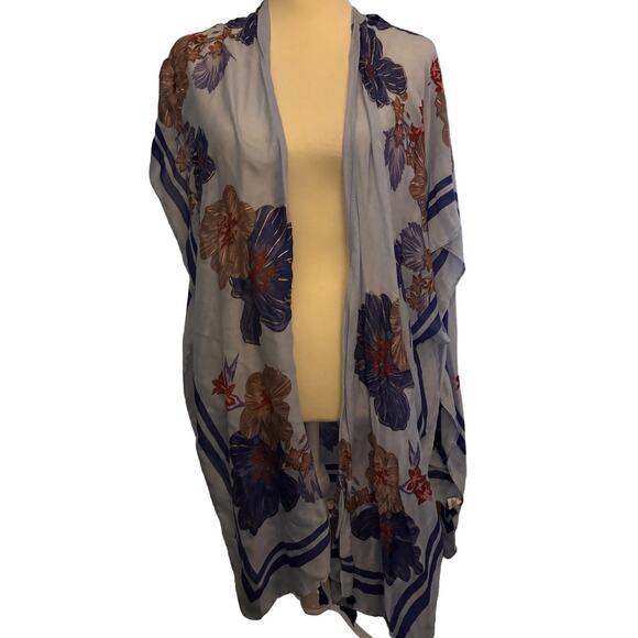 Woven Heart Lightweight Boho Floral Kimono, One Size - Picture 1 of 4
